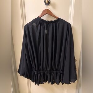 Comme des Garcons Elegant Black Gathered Blouse